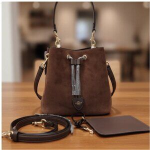 Coach Rowan Vintage Suede Bucket Bag Brown Leather Crossbody Pouch